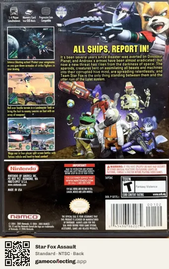 Star Fox Assault Nintendo GameCube, NTSC box back