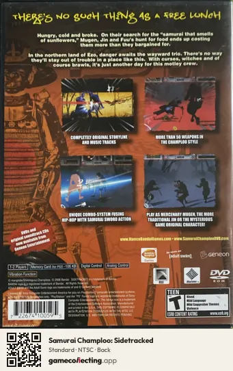 Samurai Champloo: Sidetracked PlayStation 2, NTSC box back