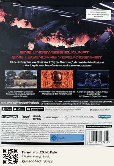 Terminator 2D: No Fate PlayStation 5, Germany box back