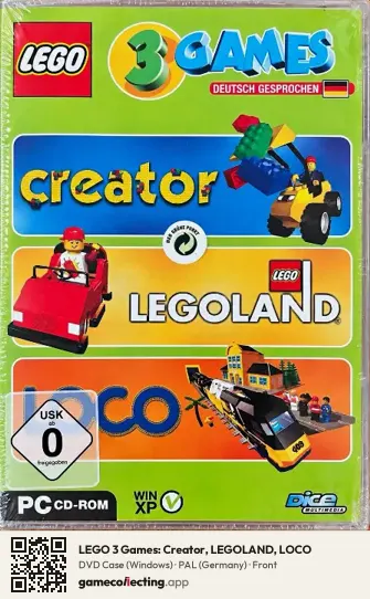 LEGO 3 Games: Creator, LEGOLAND, LOCO Computer, Germany box front