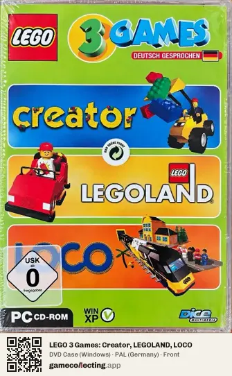 LEGO 3 Games: Creator, LEGOLAND, LOCO Computer, Germany box front