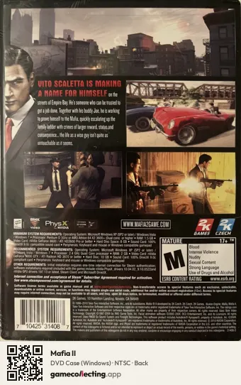 Mafia II Computer, NTSC box back