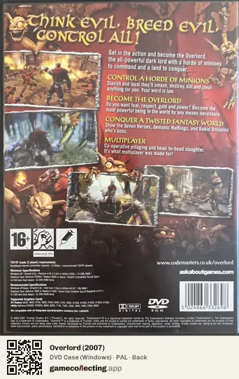 Overlord (2007) Computer, PAL box back