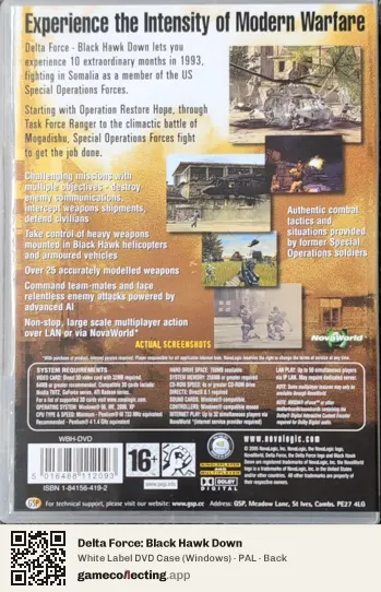 Delta Force: Black Hawk Down Computer, PAL box back