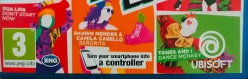 Just Dance 2021, the PEGI square on its front