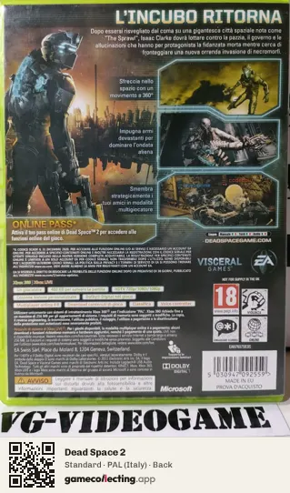 Dead Space 2 Xbox 360, Italy box back