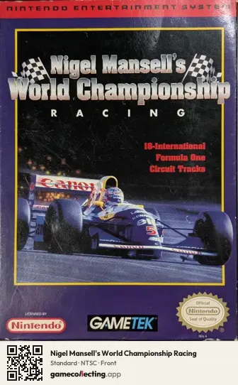 Nigel Mansell's World Championship Racing Nintendo Entertainment System, NTSC box front