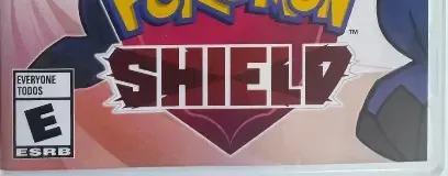 Pokémon Shield, the ESRB box on its front