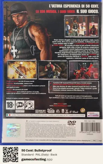 50 Cent: Bulletproof PlayStation 2, Italy box back
