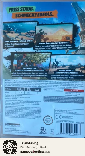 Trials Rising Nintendo Switch, Germany box back