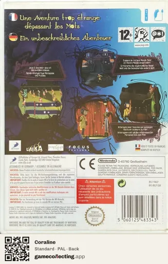 Coraline Nintendo Wii, PAL box back