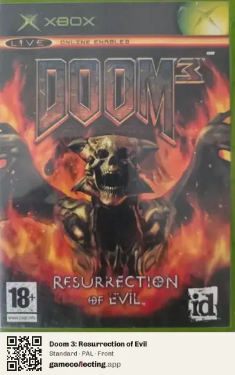 Doom 3: Resurrection of Evil Xbox, PAL box front