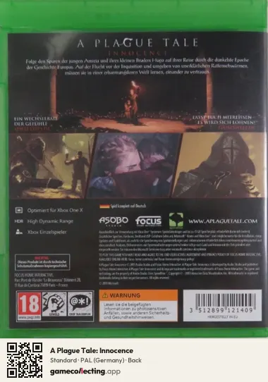 A Plague Tale: Innocence Xbox One, Germany box back