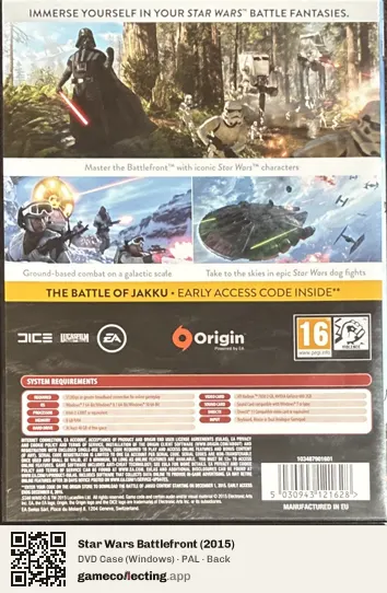 Star Wars Battlefront (2015) Computer, PAL box back