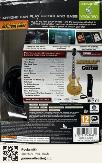 Rocksmith Xbox 360, PAL box back