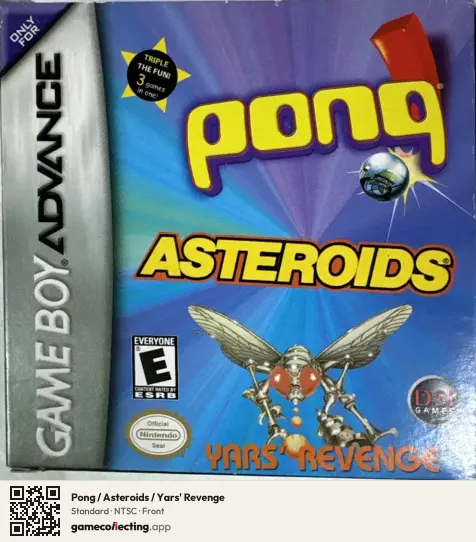 Pong / Asteroids / Yars' Revenge Game Boy Advance, NTSC box front