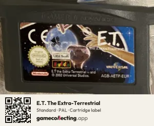 E.T. The Extra-Terrestrial Game Boy Advance, PAL cartridge label