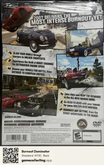 Burnout Dominator PlayStation 2, NTSC box back