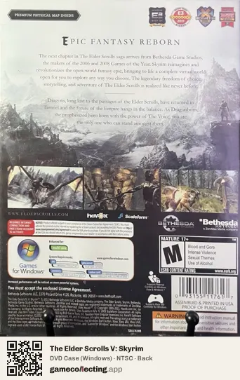 The Elder Scrolls V: Skyrim Computer, NTSC box back