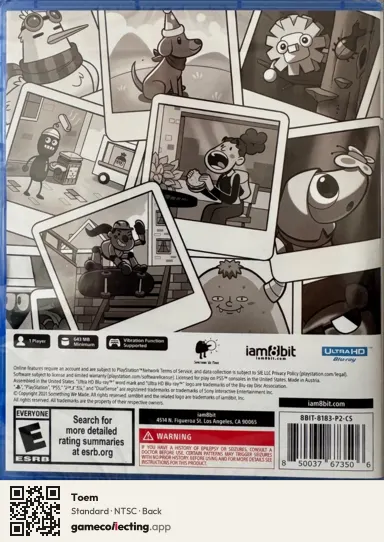Toem PlayStation 5, NTSC box back