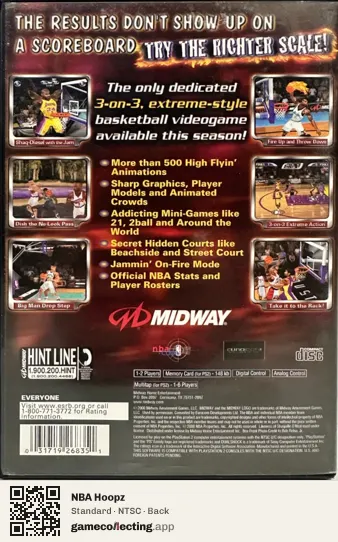 NBA Hoopz PlayStation 2, NTSC box back