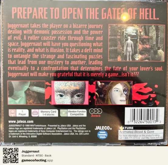 Juggernaut PlayStation, NTSC box back