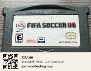 FIFA 06 Game Boy Advance, NTSC cartridge label
