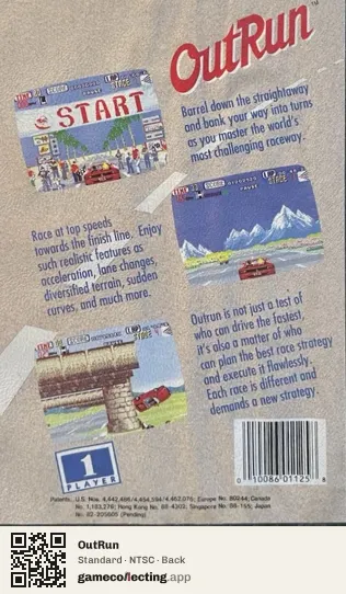 OutRun Sega Mega Drive / Genesis, NTSC box back