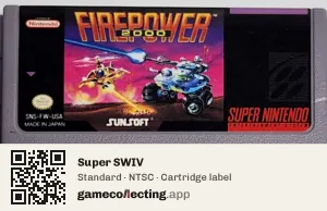 Super SWIV Super Nintendo Entertainment System, NTSC cartridge label