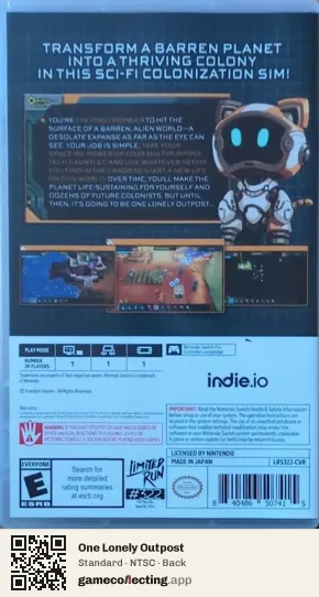One Lonely Outpost Nintendo Switch, NTSC box back