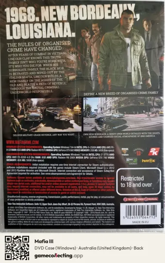 Mafia III Computer, United Kingdom box back
