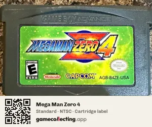 Mega Man Zero 4 Game Boy Advance, NTSC cartridge label