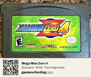 Mega Man Zero 4 Game Boy Advance, NTSC cartridge label