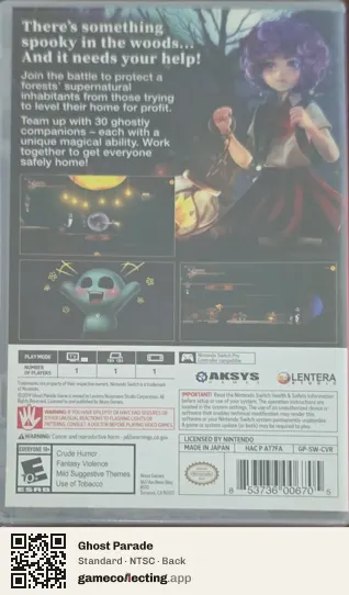 Ghost Parade Nintendo Switch, NTSC box back