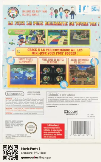 Mario Party 8 Nintendo Wii, PAL box back