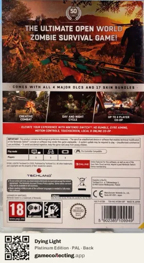 Dying Light Nintendo Switch, PAL box back