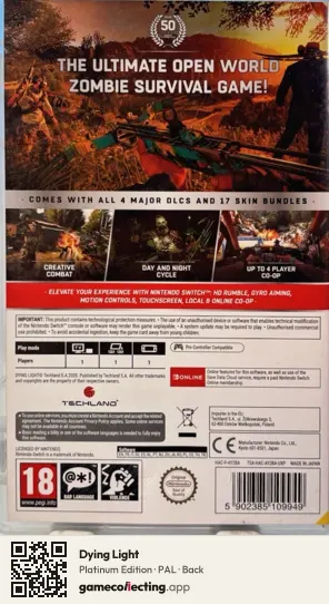 Dying Light Nintendo Switch, PAL box back