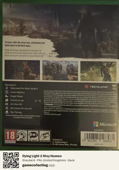 Dying Light 2 Stay Human Xbox Series X, United Kingdom box back