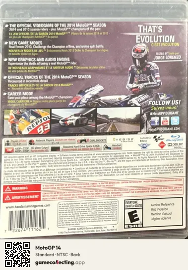 MotoGP 14 PlayStation 3, NTSC box back