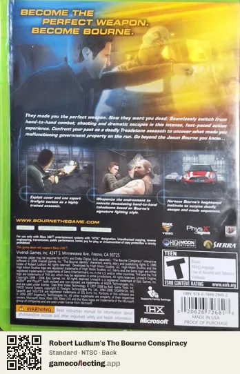 Robert Ludlum's The Bourne Conspiracy Xbox 360, NTSC box back