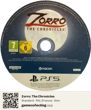 Zorro: The Chronicles PlayStation 5, PAL disc