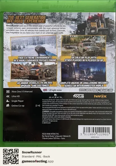 SnowRunner Xbox One, PAL box back
