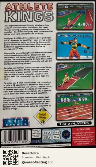 Decathlete Sega Saturn, PAL box back