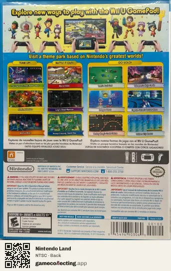 Nintendo Land Nintendo Wii U, NTSC box back