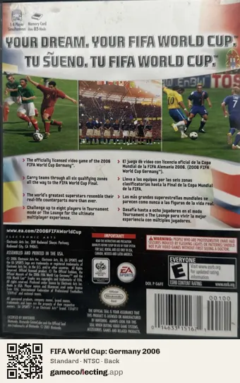 FIFA World Cup: Germany 2006 Nintendo GameCube, NTSC box back