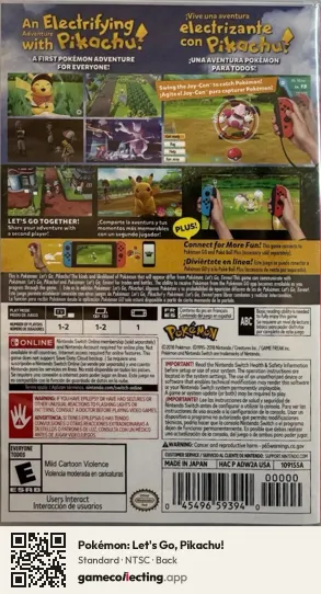 Pokémon: Let's Go, Pikachu! Nintendo Switch, NTSC box back