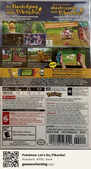 Pokémon: Let's Go, Pikachu! Nintendo Switch, NTSC box back