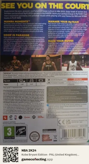 NBA 2K24 Nintendo Switch, United Kingdom box back