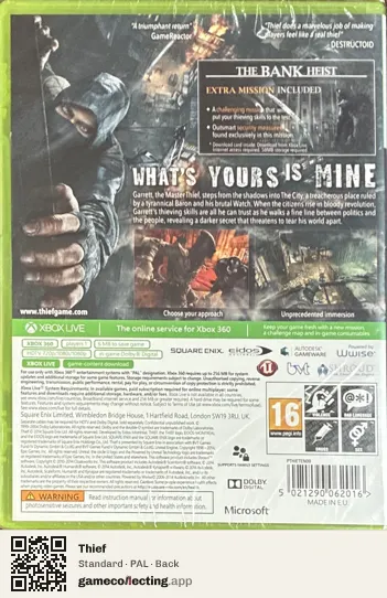Thief Xbox 360, PAL box back