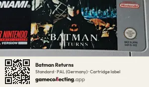 Batman Returns Super Nintendo Entertainment System, PAL cartridge label